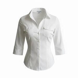 James Perse White Supima Cotton Button Down Roll Tab Shirt Size 1 (Small)